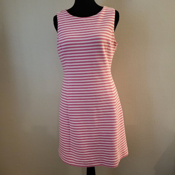 Lily Pulitzer Women's Medium Dress Sleeveless A-Line Pink White Striped Keyhole - Picture 1 of 14